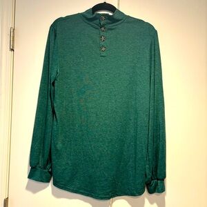 Heathered Green mock neck top